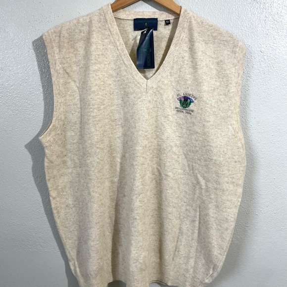 St Andrews Millennium Open 2000 Lambswool Golf Sweater Vest NWT Italy Cream XL